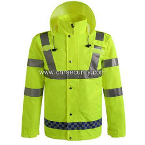 Reflective safety jacket with hood